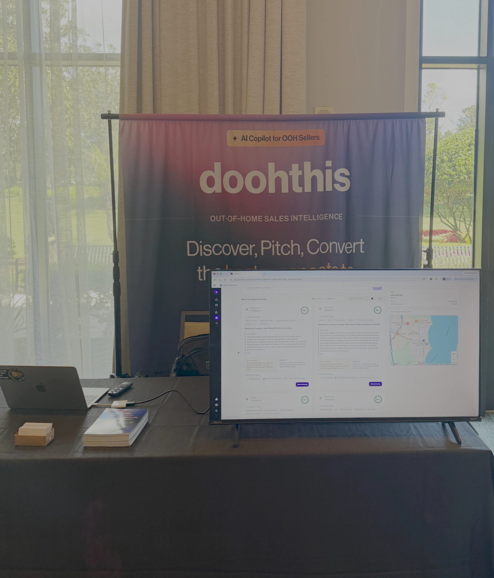 On the floor at Unleashed, running doohthis against operators' own markets.